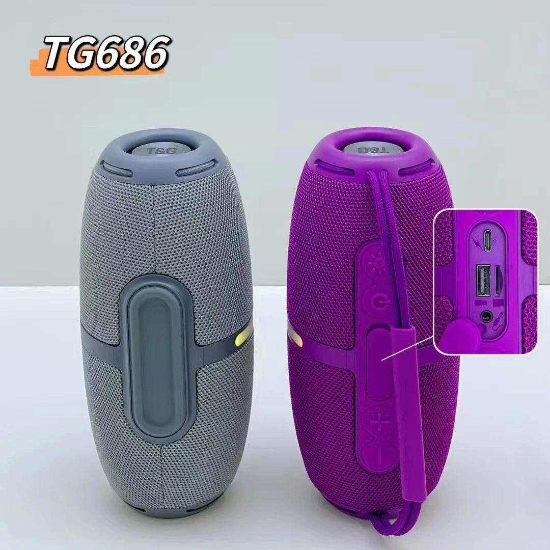 TG686 Portable Bluetooth Speaker V5.3,TWS Pairing, LED Lights, USB/TF Playback, 1500mAh Battery, Wireless Speaker for Car Travel