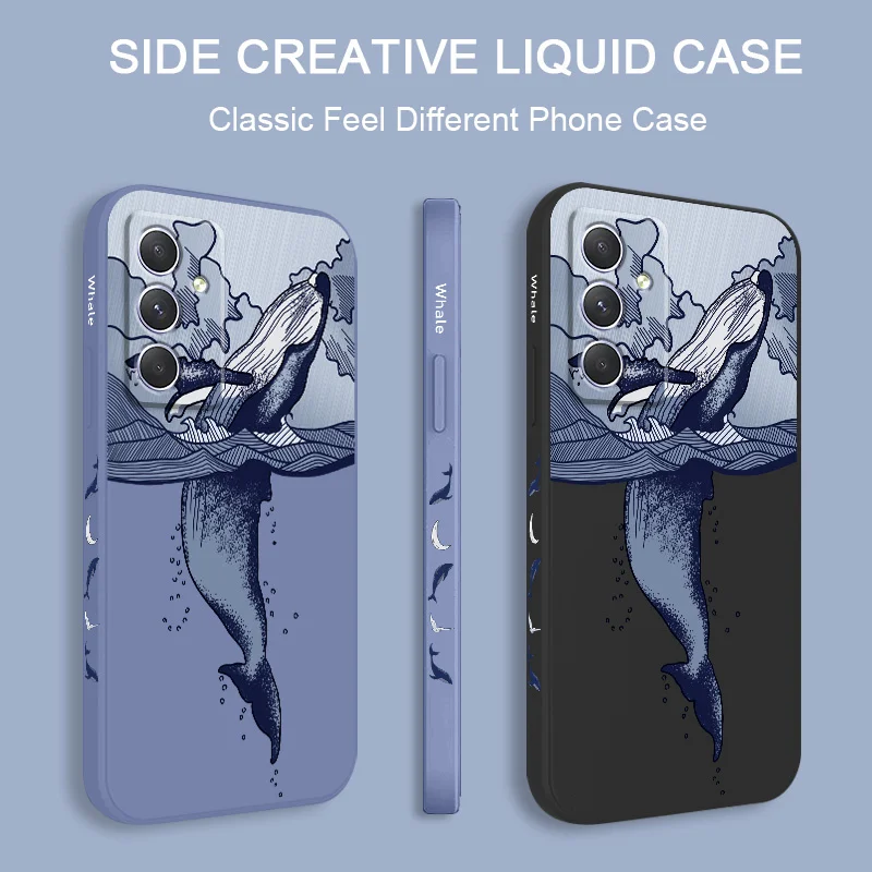 Whale Jumping Case For Samsung Galaxy A54 A34 A24 A16 A06 A14 A15 A25 A35 A55 A04 A73 A53 A33 A23 A13 A72 A52 A32 A22 A12 4G 5G