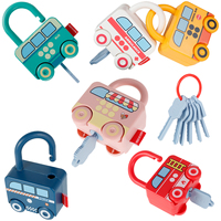 6Pc Learning Lock with Key Set Early Educational Number Matching Locks Parent-children Interactive Unlocking Toy Christmas Gifts