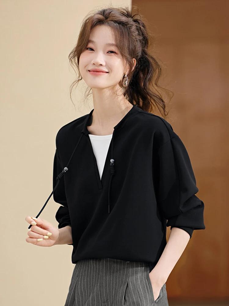 

Laid-ba Sle Bla Hoodie Women's Loose Slimming Top Casual Wear Spring Autumn New Arrival Comfortable Breathable Material