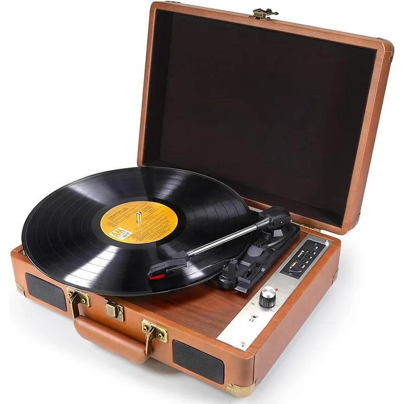 Retro Portable Vinyl Record Player, Bluetooth/USB/TF Playback, Suitable for Family Gatherings, Outdoor Camping, Party Gifts