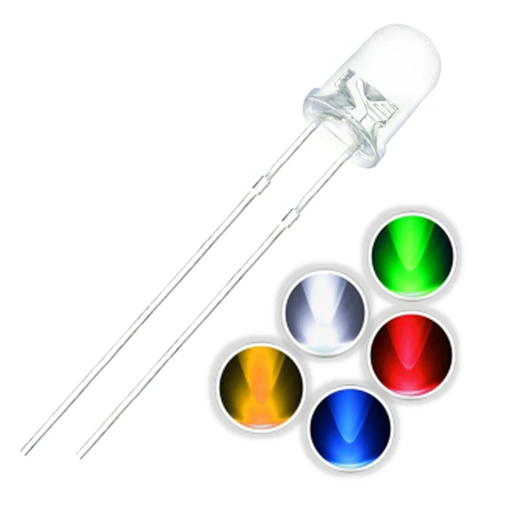 

100Pcs/lot 3MM LED Diode Kit DIY Five-core LED Diode Set Pack Mixed Color (Red Green Yellow Blue White) Lighting 5 Colors *20pcs