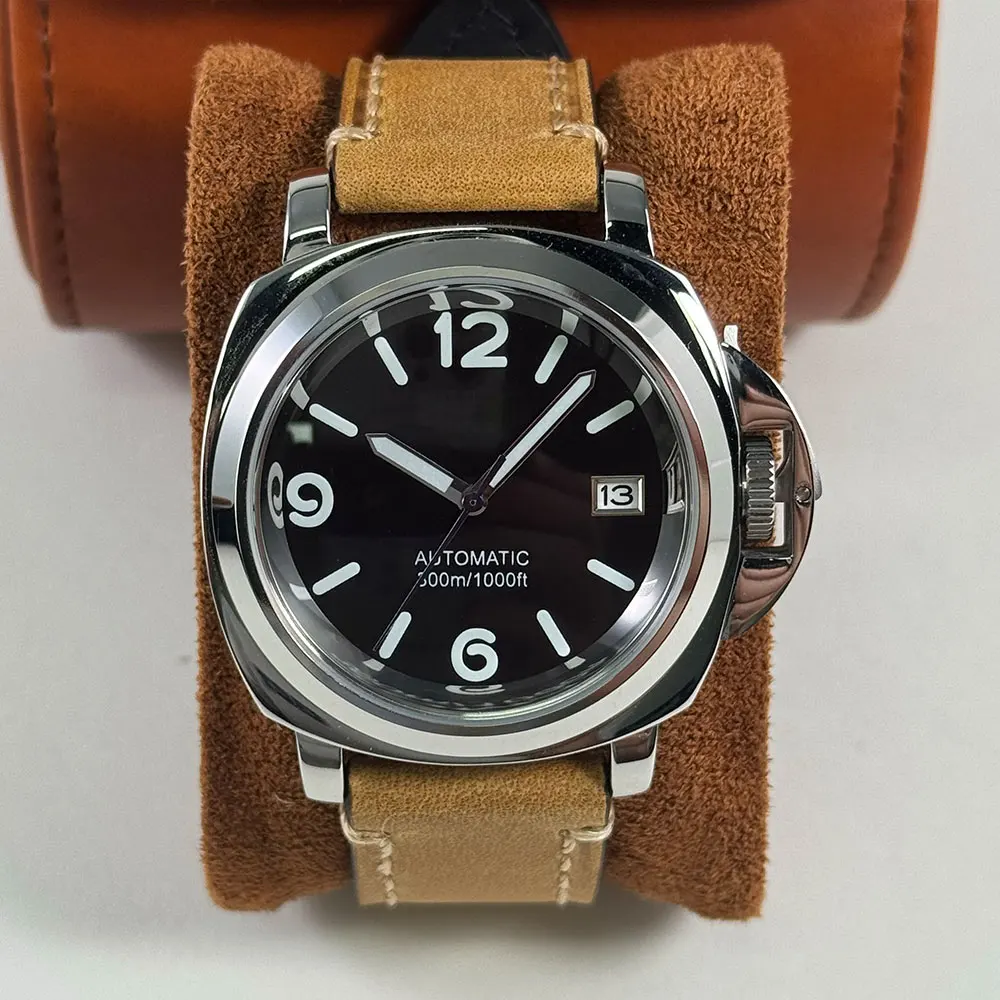 40MM Men's China NH35 Movement Automatic Mechanical Silver Watch 316L Stainless Steel Sapphire Glass Waterproof Case view 3