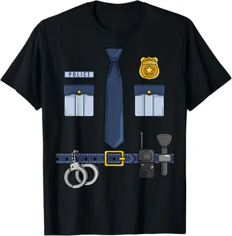 Halloween Polizist Partykostüm Halloween Polizeibeamter Cosplay T-Shirt Y2k Lustige Jungen Mode Grafik-Bekleidung Herrenkleidung – Detail 9