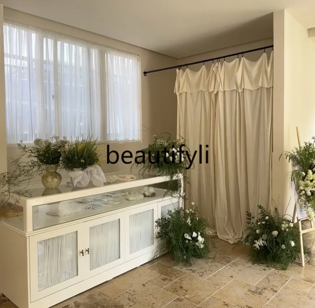 

zq1Clothing Store Island Display Women's Clothing Store Bar Counter Cash Register Flow Edge Cabinet Storage Cabinet