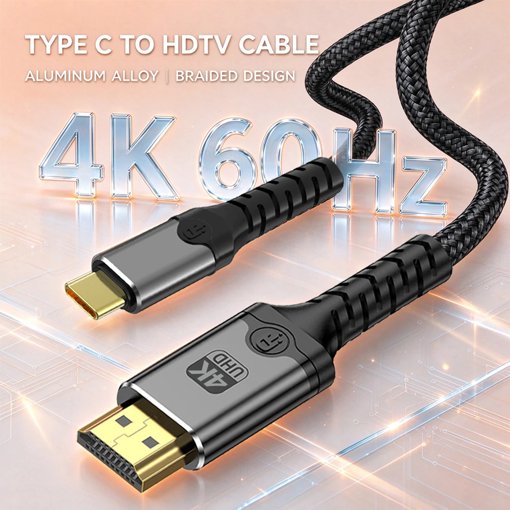 TYPE C to HDMI 2.0 Compatible Cable 4K@60HZ USB Type C to HDMI1.4 Cable HDTV Converter 4K30Hz for MacBook iPad Pro Samsung