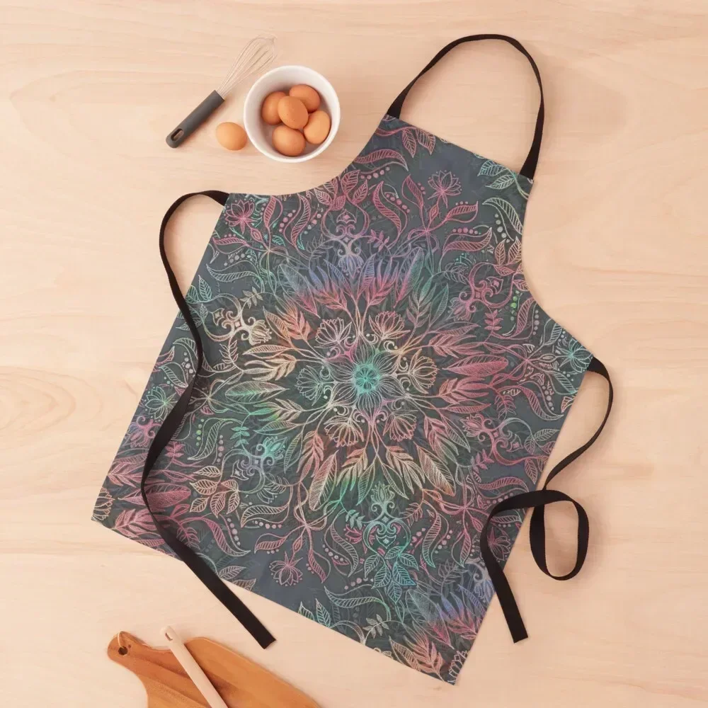 

Winter Sunset Mandala in Charcoal, Mint and Melon Apron manicurist christmas kitchen Korean professional hairdressing Apron