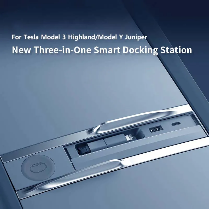 

For Tesla Model 3 Highland, New Model Y Juniper Center Console Wireless Charging 3-in-1 Smart Charging Dock Mount