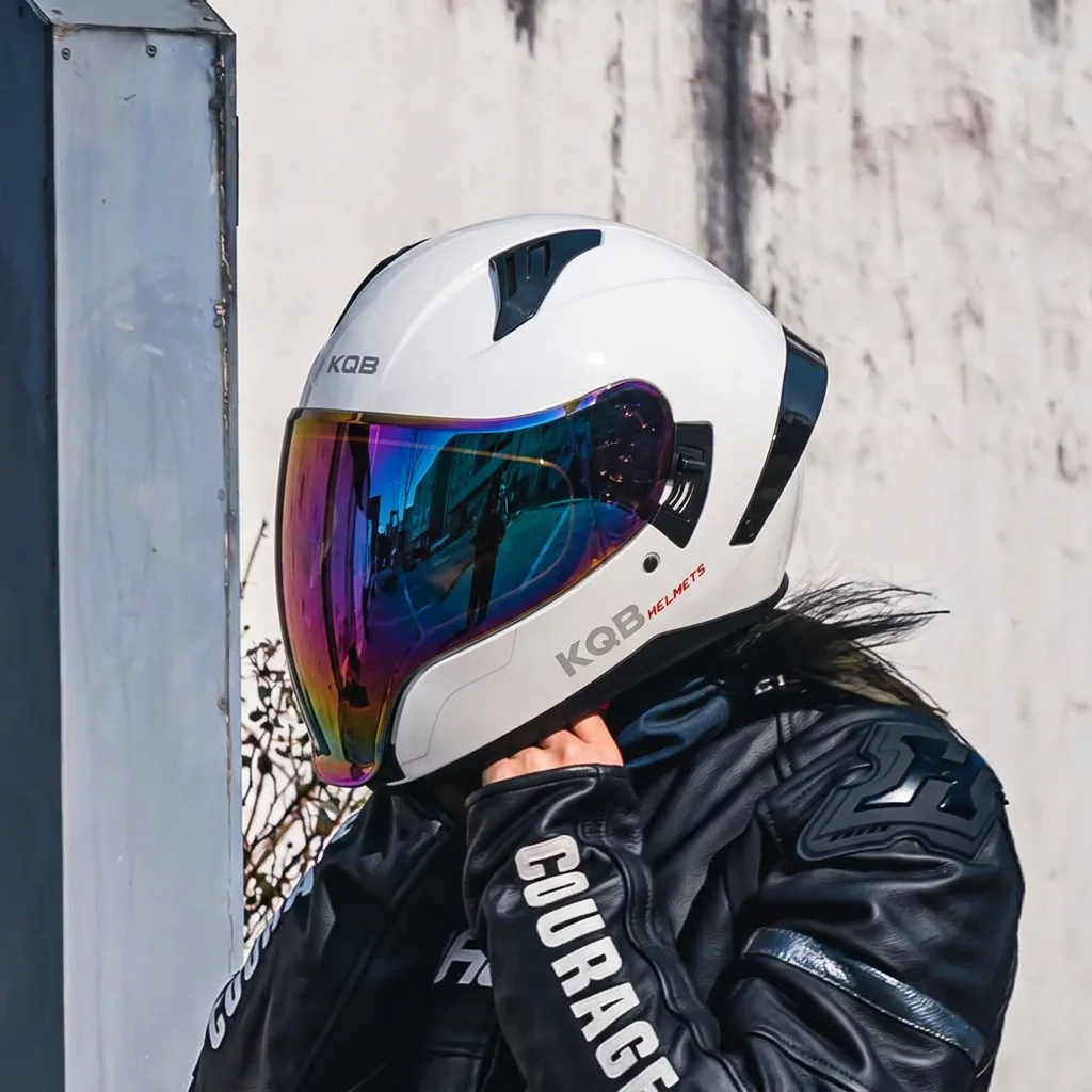 KQB Modular Flip Up Motorcycle Helmet, Dual Sun Visor Colorful Lens Full Face Helmet, Unisex All Season Safety Helmet Motorbike