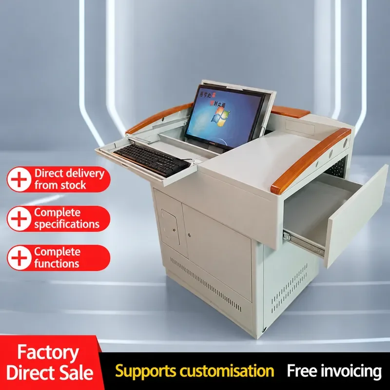 for Steel Podium Multimedia Center Console School Furniture Smart Audio Visual Teaching Podium