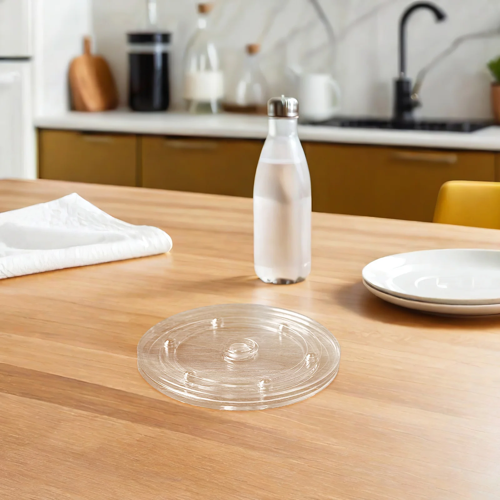 

Rotary Turntable Spice Holder Rotating Stand Storage Tray Clear Acrylic Transparent 360 Degree Plate Anti Skid Design Kitchen