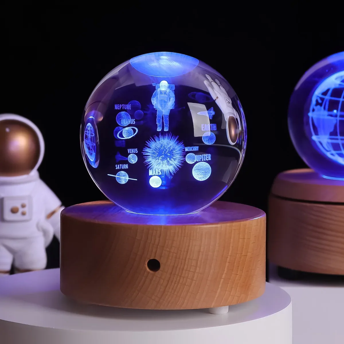 Creative Crystal Ball Night Lights Bluetooth Music Colorful Light Lamp Solar System Desktop Decoration Christmas Birthday Gift