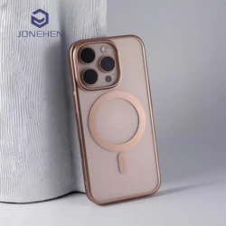 Luxury Electroplated Gold Bumper Matte Clear Slim Case For iPhone 12 13 14 Plus 15 16 Pro Max Hard PC Cover For Magsafe Fundas