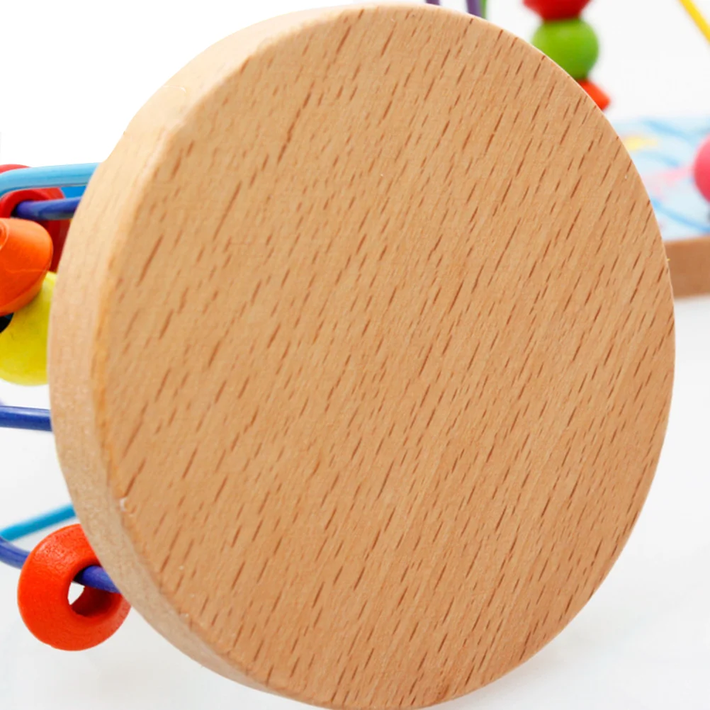 Children Kids Cartoon Wooden Mini Circle Bead Maze Bead Puzzle Educational Toy (Random Style) Wooden bead maze