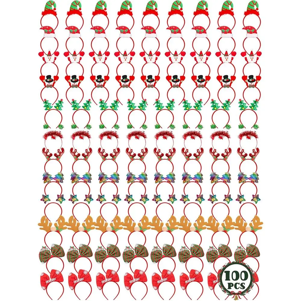 

Set of 24 Festive Women's Headbands for Christmas Parties and Holiday Decorations