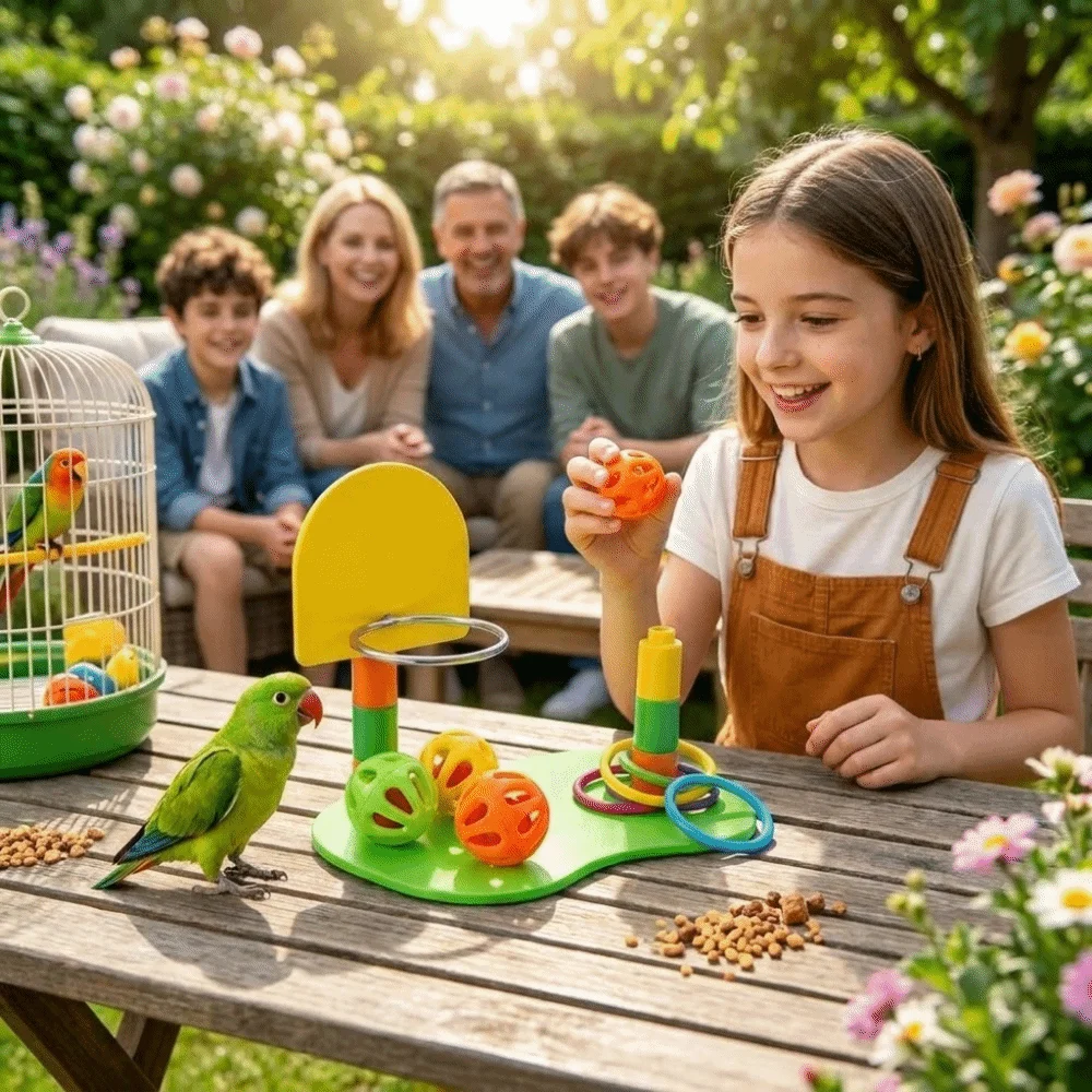 Adjustable Hoop Bird Training Toy Colorful Ring Multi-Piece Set Bird Puzzle Toy Detachable Funny Parrot Toy For African Grey