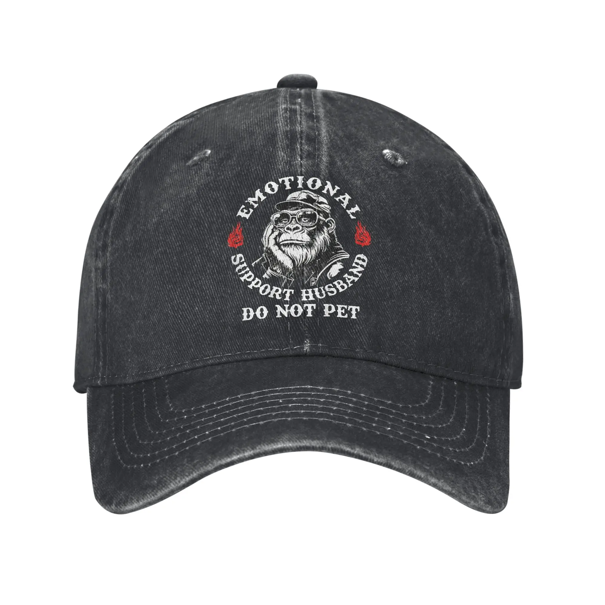Emotional Support Husband Do Not Pet Men Women Baseball Cap Funny Monkey Distressed Cotton Hats Outdoor Adjustable Snapback Hat
