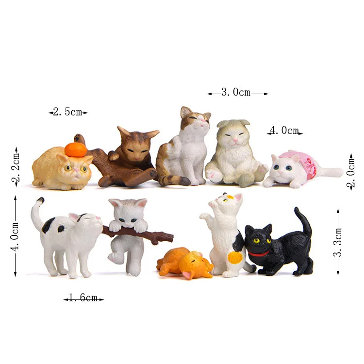 10 Pçs/set Bonito Mini Ornamento Do Gato Brinquedo de Presente para As Crianças Decoração do Quarto DIY Decoração de Mesa