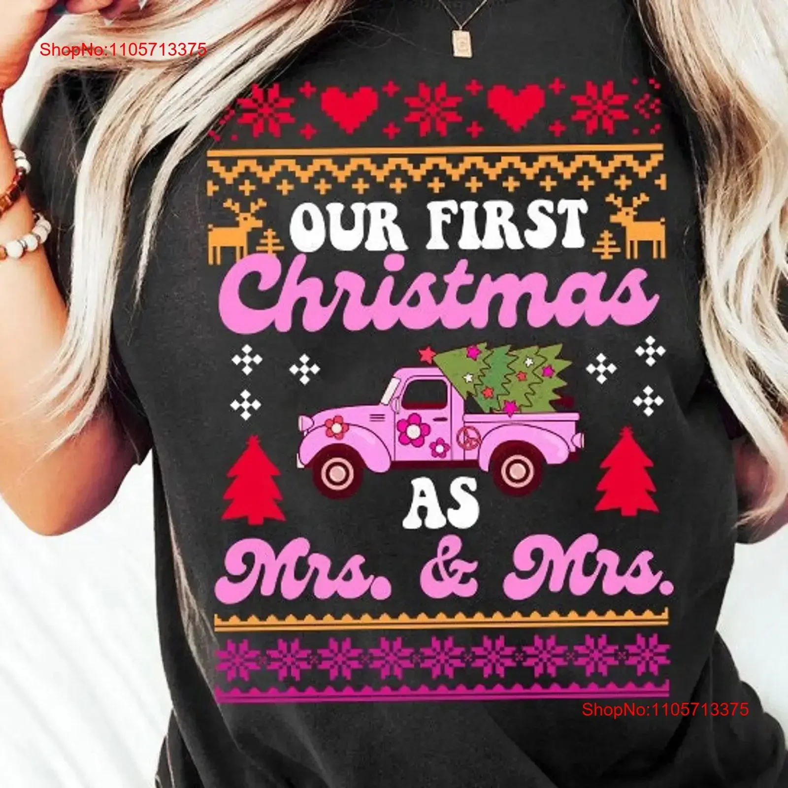 Our first christmas as mrs and shirt lesbian couple wife retro groovy queer fruity butch femme vintage Washed Comfortable homme