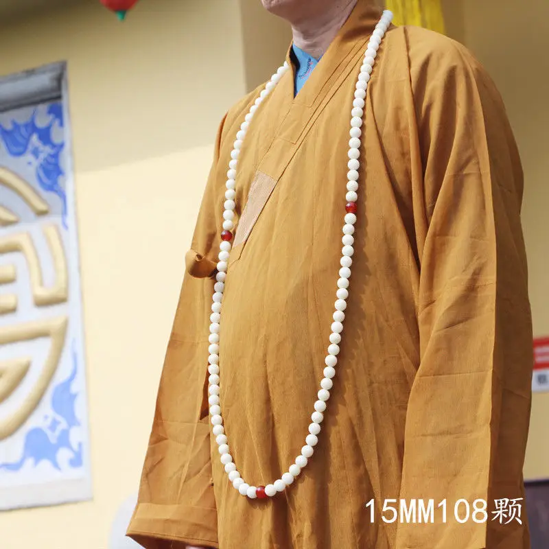 

Natural white jade bodhi root weathered large beads 15mm108 large rosary bracelet spiritual necklace gifts to friends