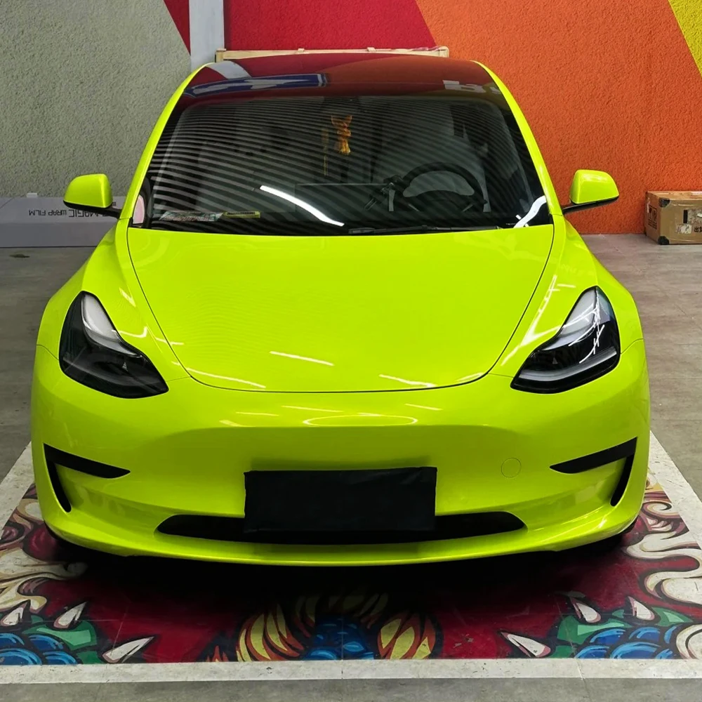 Car Sticker Multicolored Coral Florescent Yellow Vinyl Color Change Film PET Bubble Free Decals Car Sticker Interior Exterior