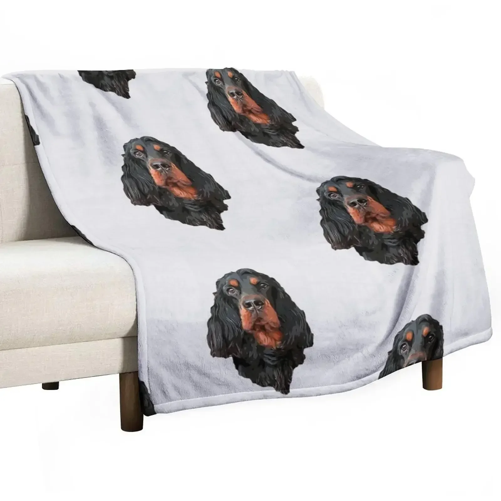 Gordon Setter - Stunning Artistic Portrait Throw Blanket Decorative Sofa Soft Beds Custom Softest Flannel Fabric Blankets