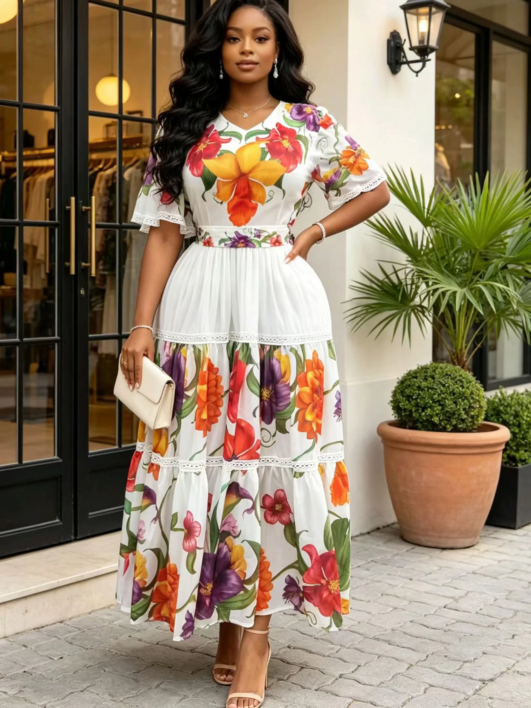 Dashiki Robe Africaine Modische Afrikanische Kleider für Frauen Nigerianisches Traditionelles Outfit Plissierte Elegante Feminine Abendkleider