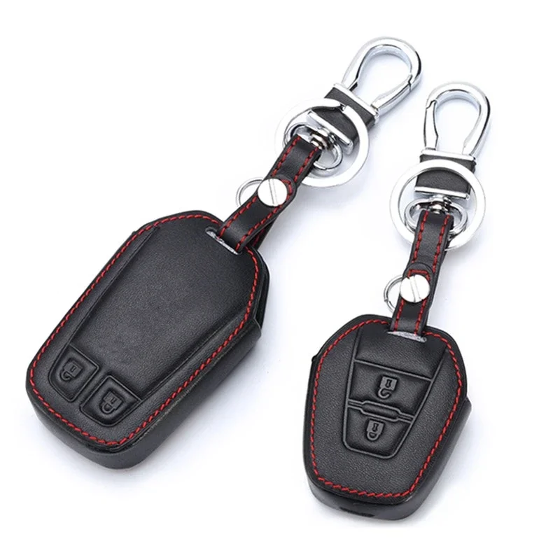

2 Buttons Leather Car Key Case Keychain Protector Bag Fit For Isuzu / New Isuzu D-max / Mu-x