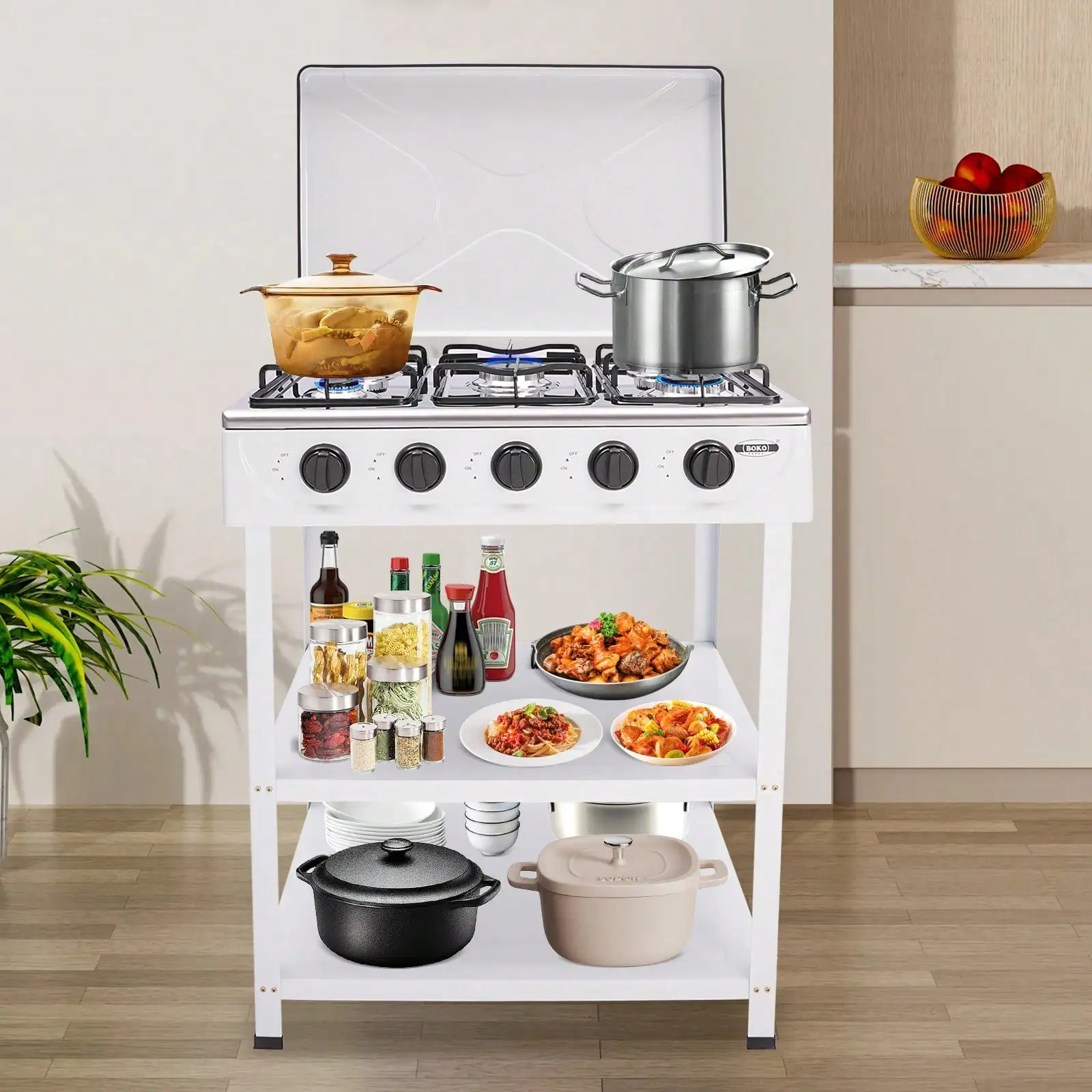 

Natural Gas Stove, Natural Gas Stove With 5 Burners, Portable Natural Gas Stove For Outdoor Activities-- Camping, Fishing, RV Tr