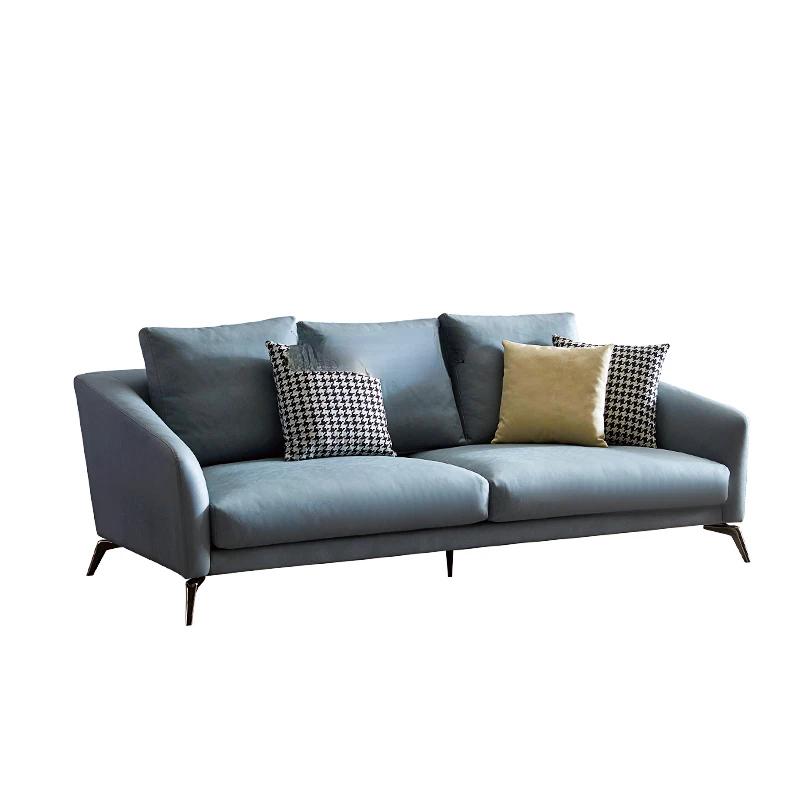 Italian Faux Leather down Fabric Sofa Simple Modern Three-Seat Straight Row Combination