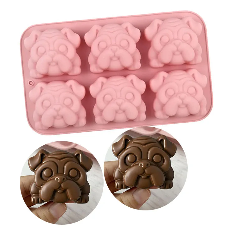 

Bulldog Chocolate Silicone Mold Cartoon Animal Soap Candy Cookies Ice Cube Tray Dog Treats Craft Wax Melts Kitchen Baking Tools