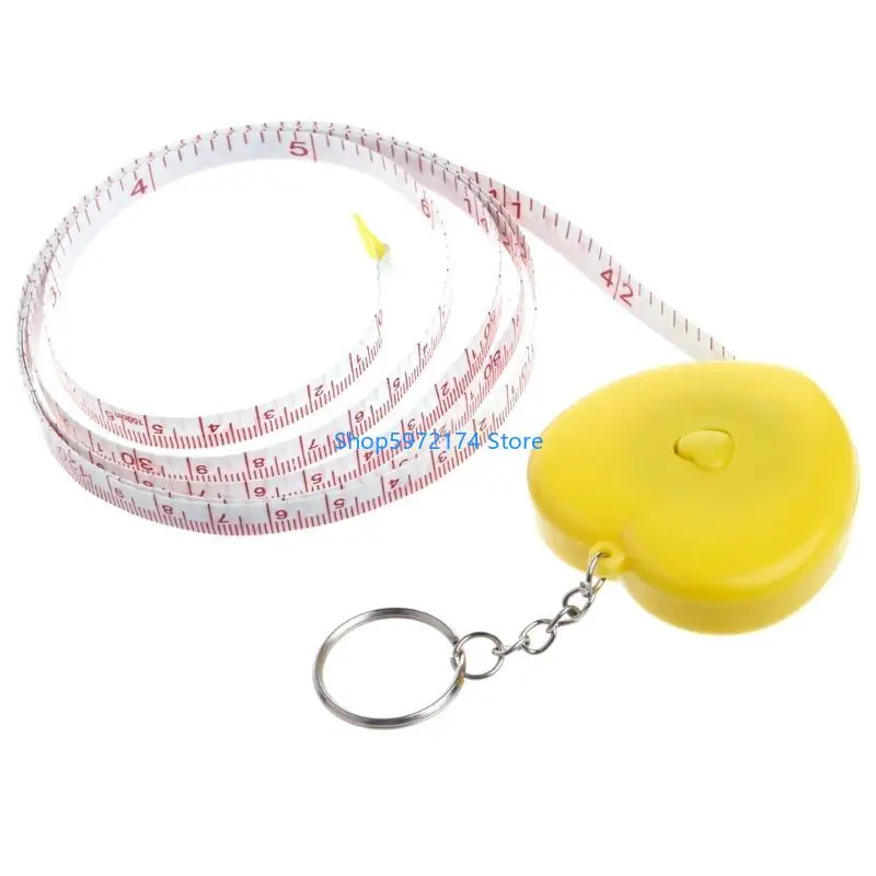 Y3NB Keychain Portable Retractable Ruler Heart-shaped Tape Measure 1.5m