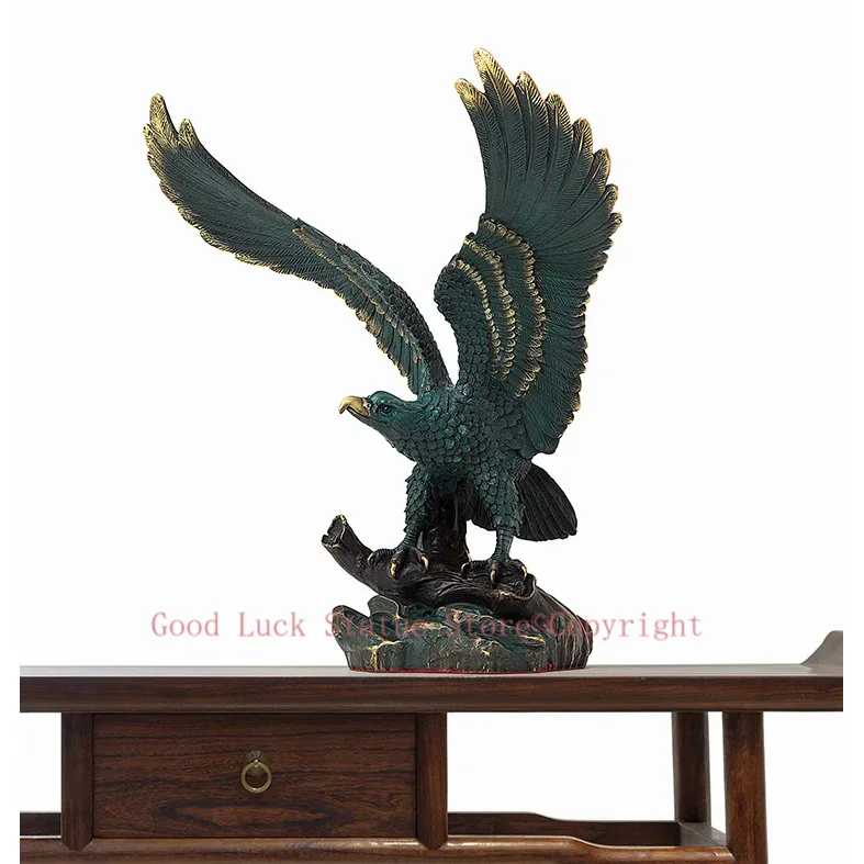 

2024 home Shop company business Success GOOD luck FENG SHUI statue brass bronze lightning Arabian Eagle hawk BIRD Ornament