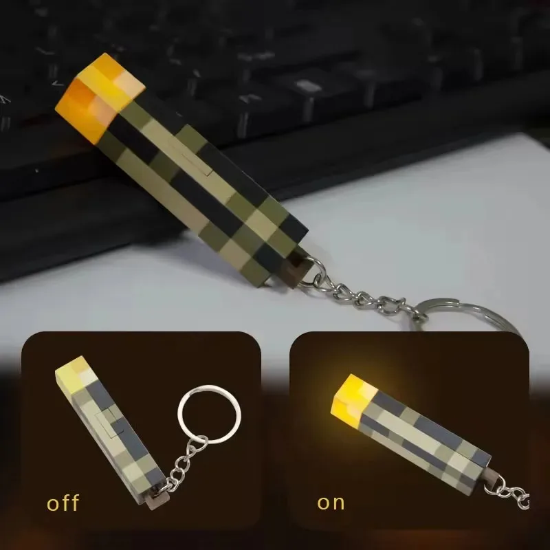 MC Game Mini Torch مصباح يدوي LED ضوء المدمج في نوع البطارية الشعلة المفاتيح على ظهره قلادة هدية مصغرة زينة زخرفية