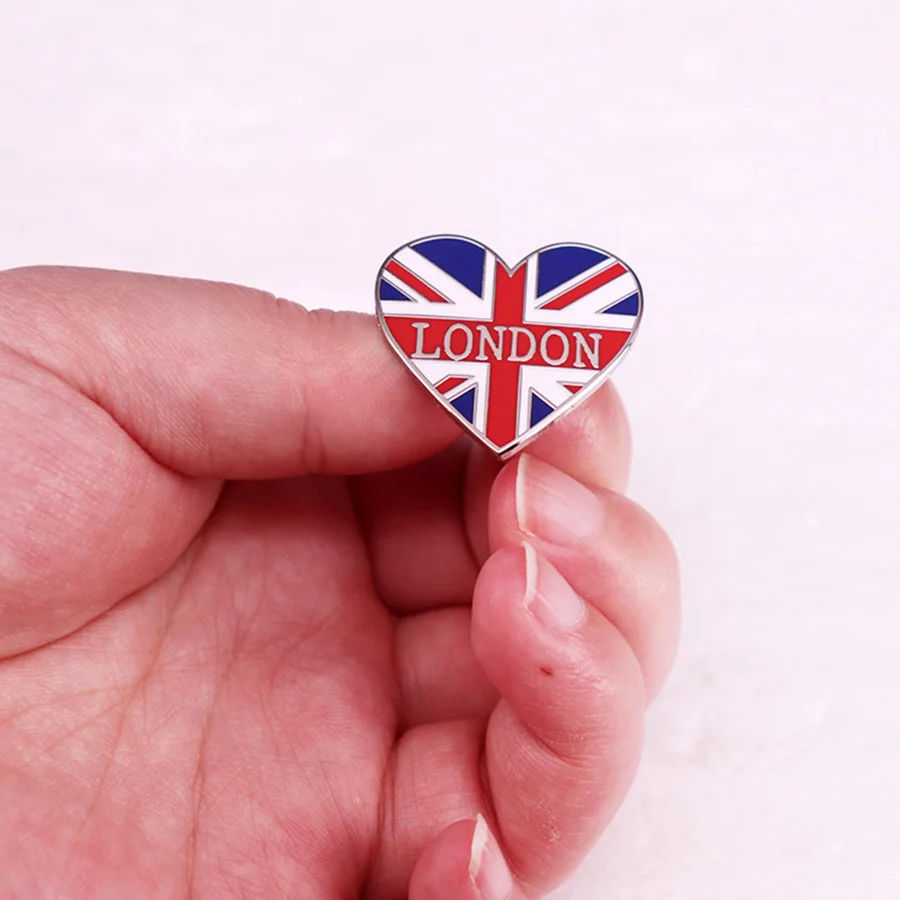 British London Heart Enamel Pin Badge Brooch Jewelry
