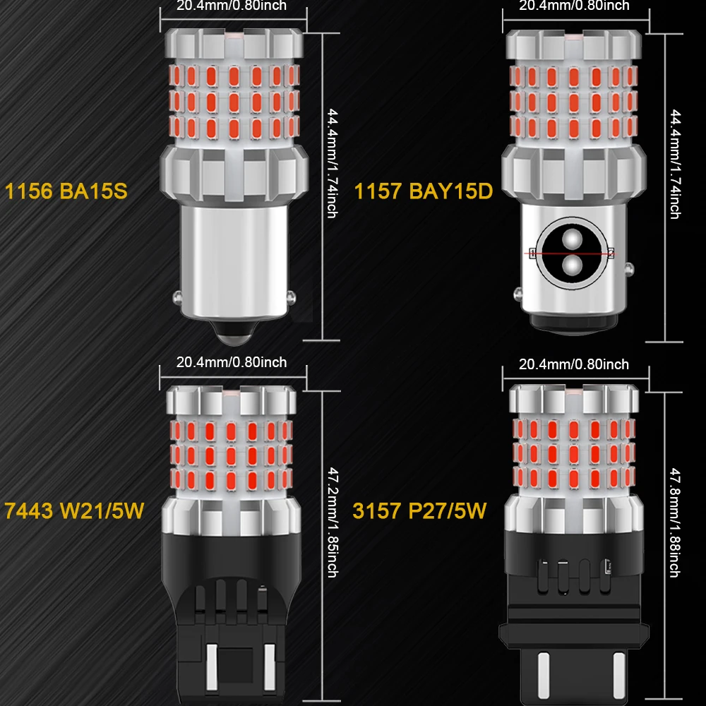 BMTxms 2PCS Strobe Flash W21/5W P21/5W T20 P27/5W P21W LED Bremslichter Super Rot 7443 1157 BAY15D T25 3157 1156 BA15S Bremsleuchte – Detail 2