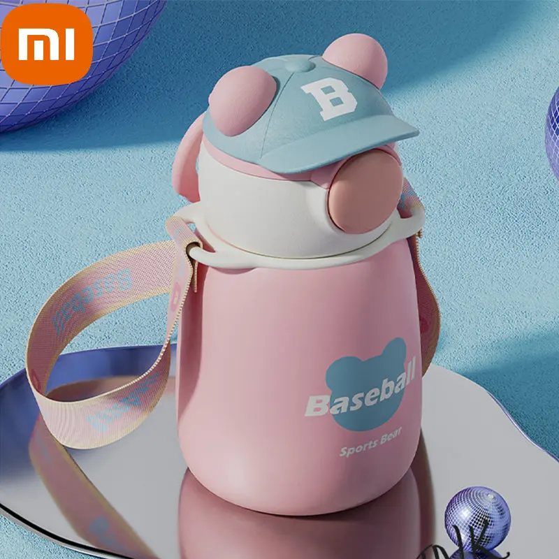 Xiaomi Hat Bear Children Pot Tumbler Stainless Steel With Straw 316 Food Grade Stainless Steel Water Bottle Keeps Cold And Heat