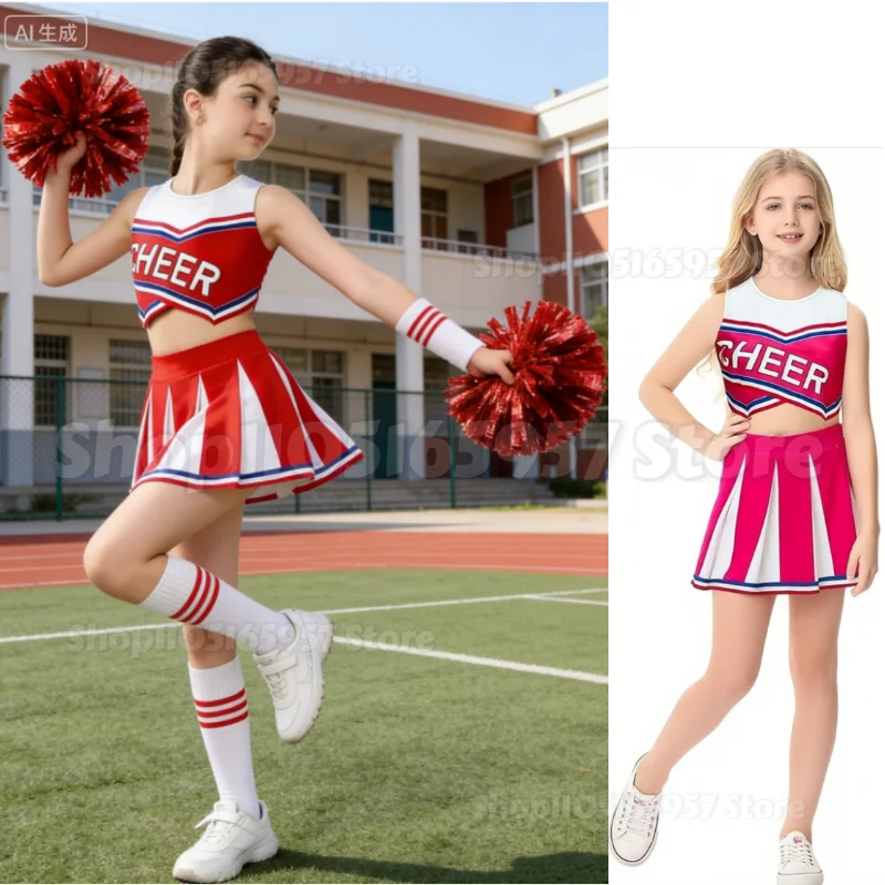 

Stylish Football Cheerleader Dress for Girls One Piece Soccer Babe Costume Lightweight Comfortable Party Dance Cosplay Outfit