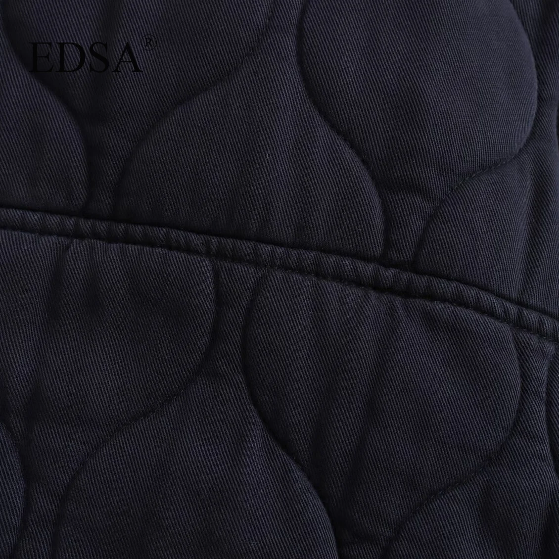 EDSA Women Oversized Quilted Bomber Jackets Thick Warm Coat Long Sleeve Snap-Button Female Outerwear Chic Tops