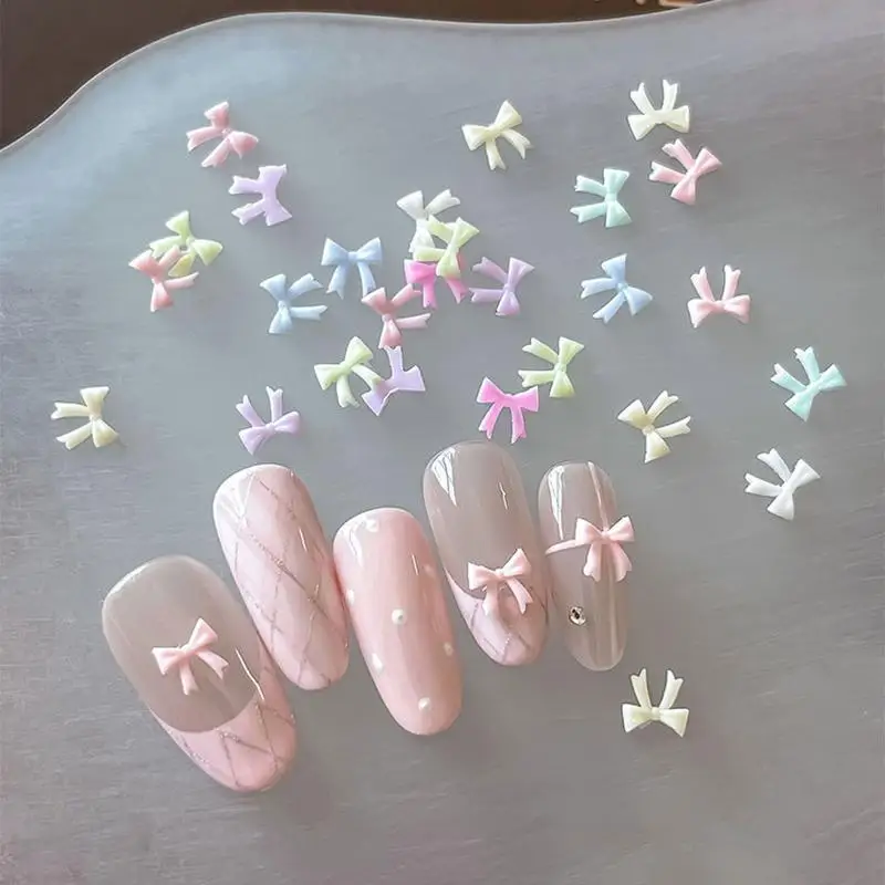 Breloques mixtes pour Nail Art, Mini nœud 3D, pièces de cravate, ruban, accessoires de décoration pour Salon de manucure à faire soi-même, 50 pièces