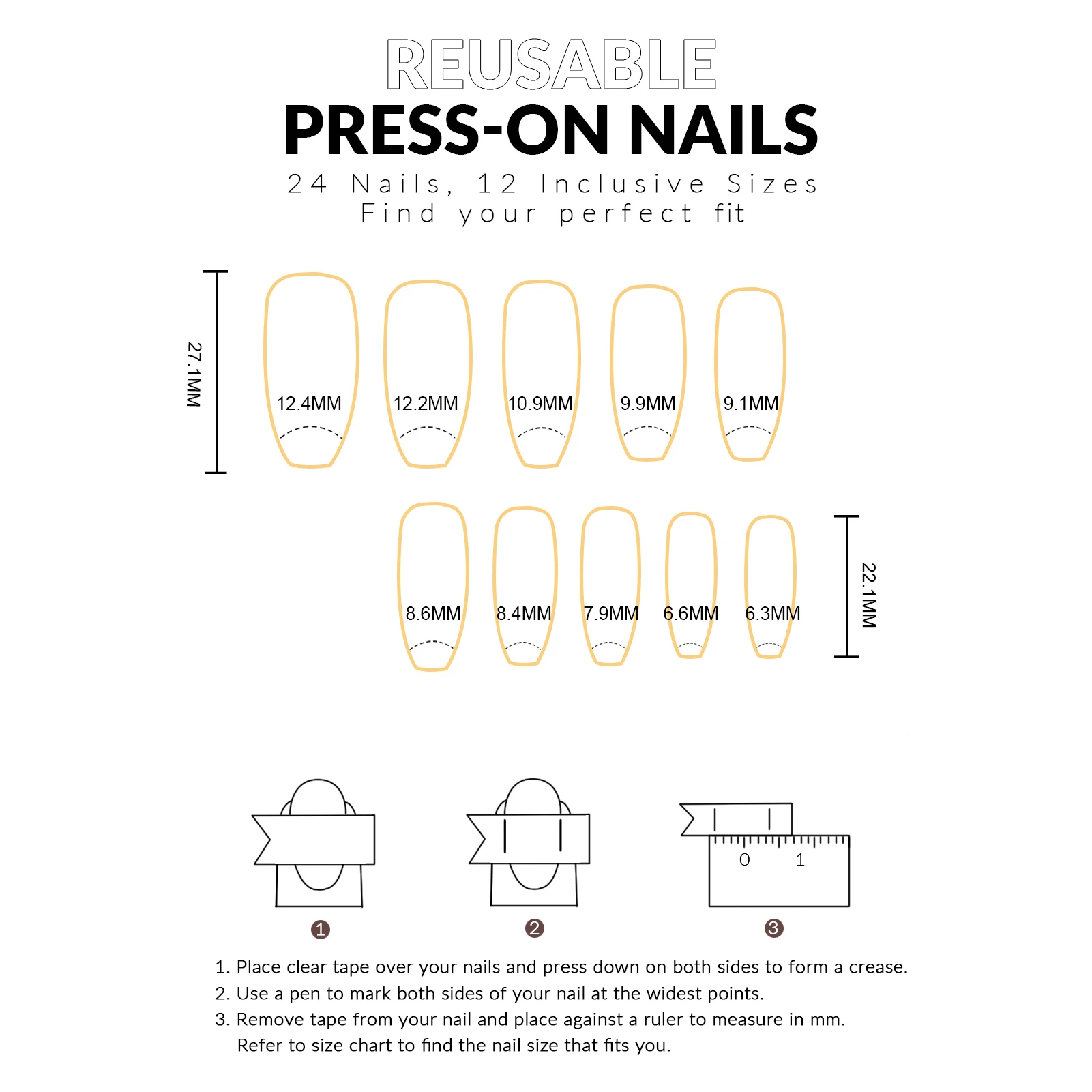 Women's False Nails Halloween Party Press on Nails Medium Square ABS Reusable Nail Art Tips for Costume Cosplay Durable