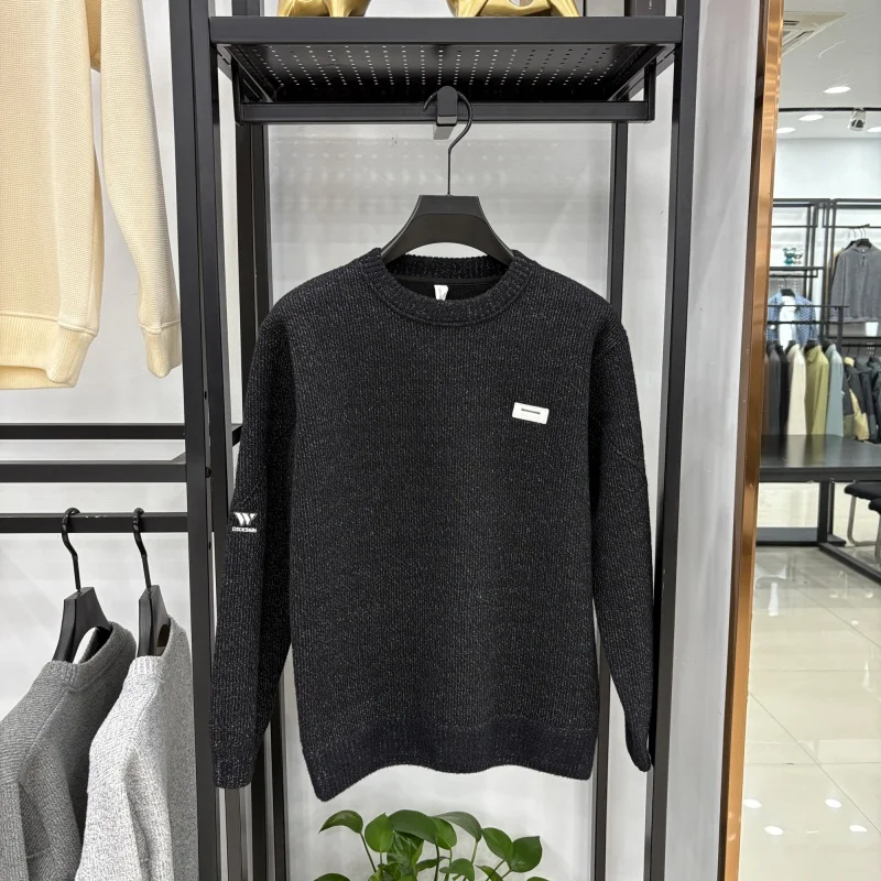 men's autumn winter high quality fleece-lined thicken long sleeves pullover round neck keep warm sweater leisure men clothing