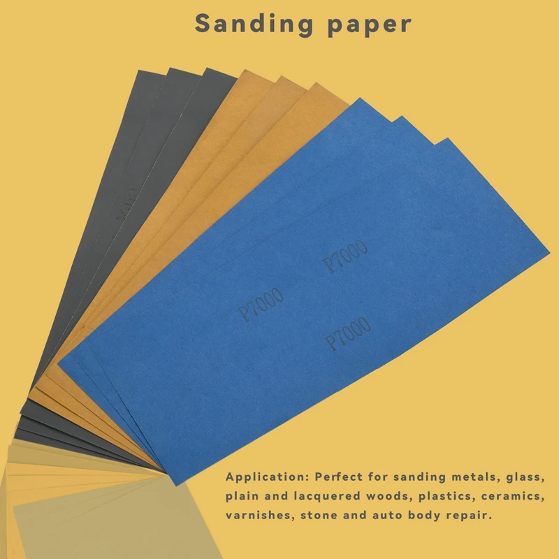 9 Pcs 3000 5000 7000 High Grit Wet And Dry Sandpaper Assortment Drywall Sanding Paper 9 X 3.6 Inch For Car Paint Auto Body Autom