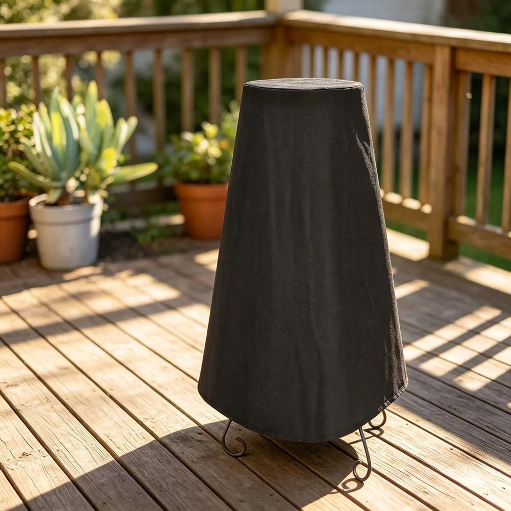 1pcs Outdoor Chiminea Cover Waterproof Fire Stove Protector For Garden Patio Furniture Rain Snow Dust Resistance Black Cover