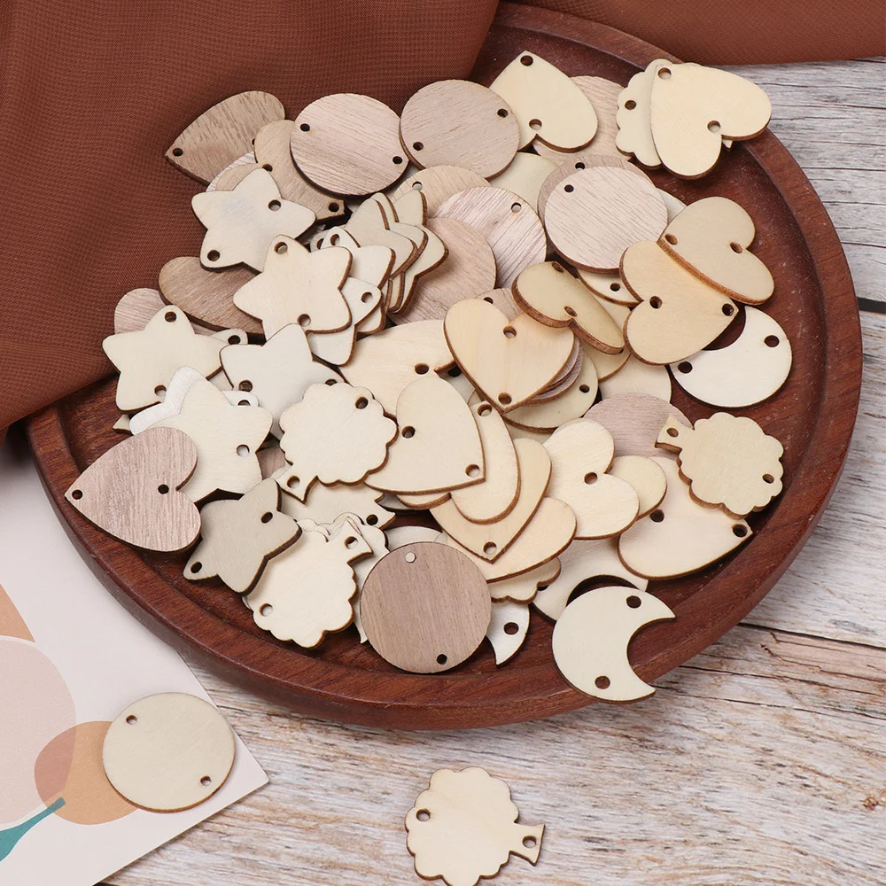 50pcs Wooden Circle Discs Tags with Holes Ring Clips for Birthday Reminder Calendar Chore Board Plaque DIY Decoration Art Crafts