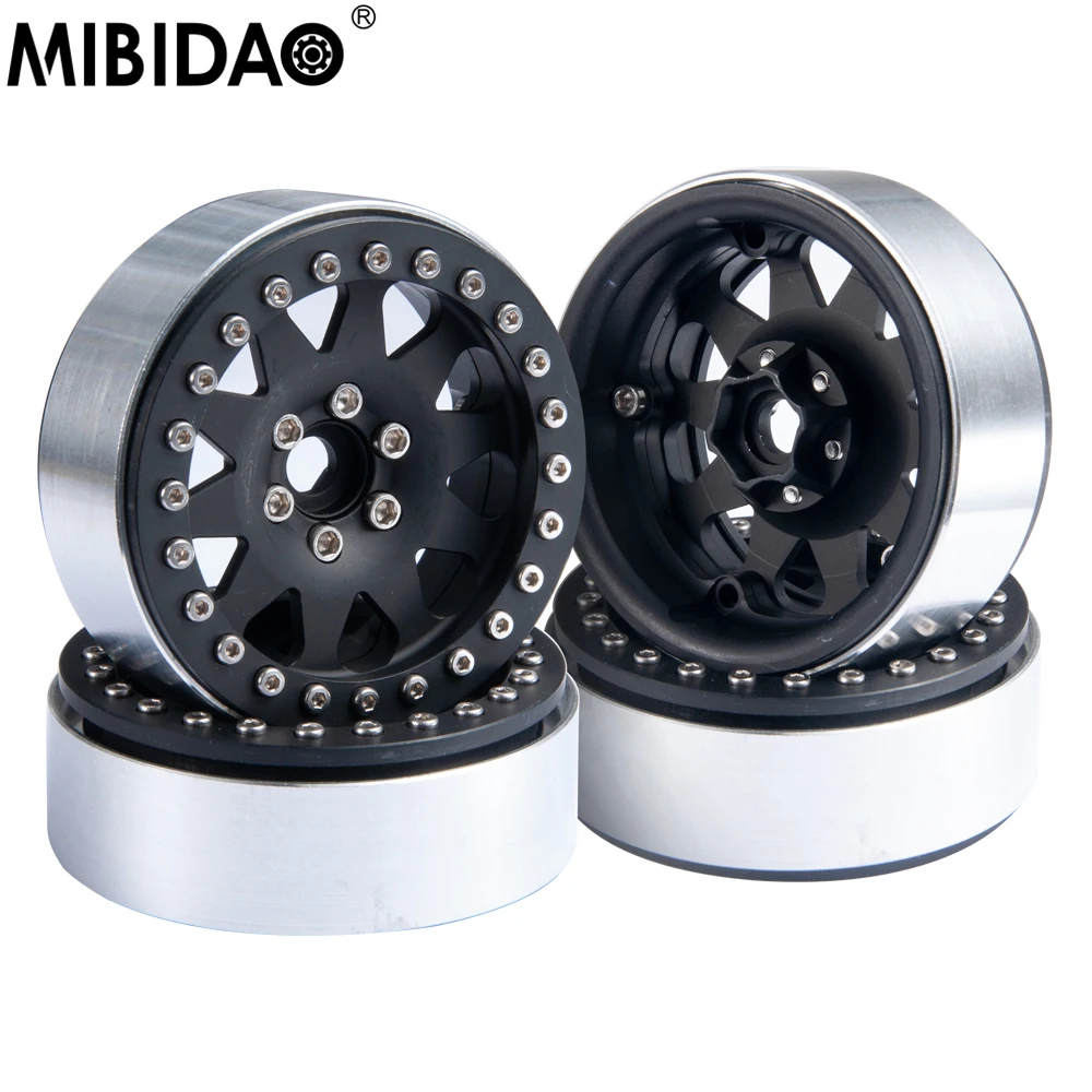 

MIBIDAO 4Pcs Metal Beadlock Wheel Rims 2.2" Wheel Hub For 1/10 Axial SCX10 90046 TRX4 D90 Wraith 90048 D90 D110 RC Crawler Car