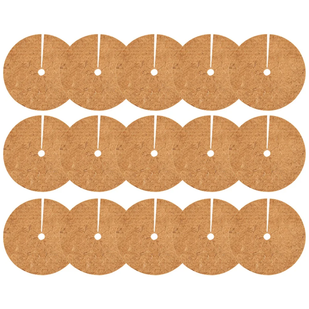 15Pcs Round Hole in the Middle of Coconut Palm Silk Flat Mat Tightly Grass Mat Flower Pot Mat 30X30cm