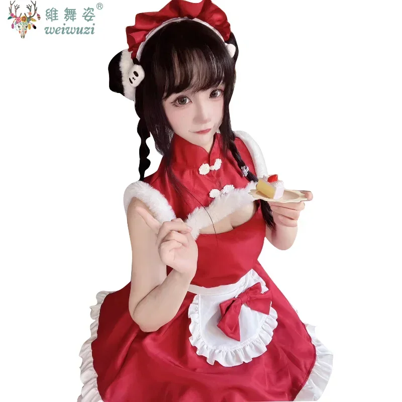 Conjunto de Cosplay de escenario de Navidad, traje de presentador de transmisión en vivo de celebridades de Internet, bata de Navidad dulce y bonita de Lolita