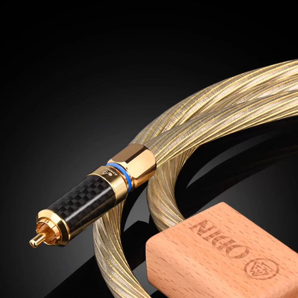 Коаксиальный кабель Gold Odin RCA высокой чистоты OCC посеребренный позолоченный коаксиальный аудиокабель SPDIF RCA 75 Ом для усилителя сабвуфера