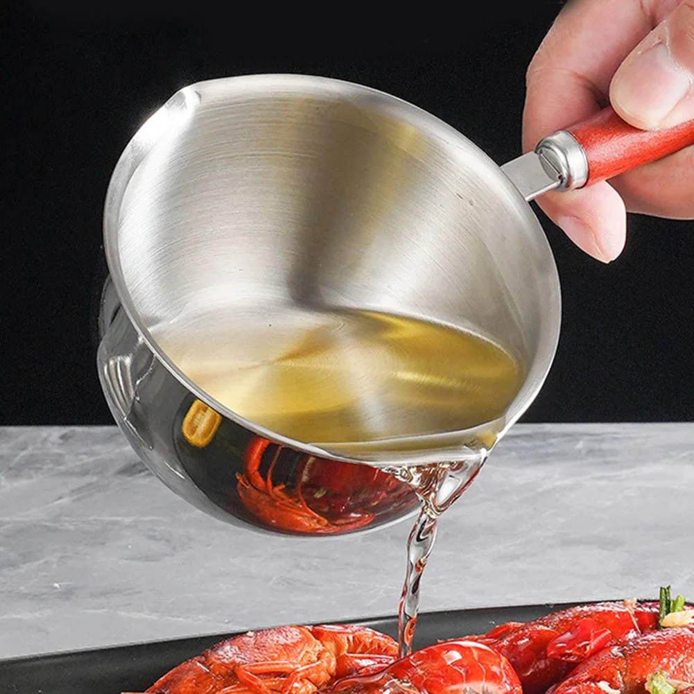 1pcs 150/300/500ML Stainless Steel Oil Pan Small Pot Cooking Butter Melting Pot For Versatile Butter Melter Kitchen Tools